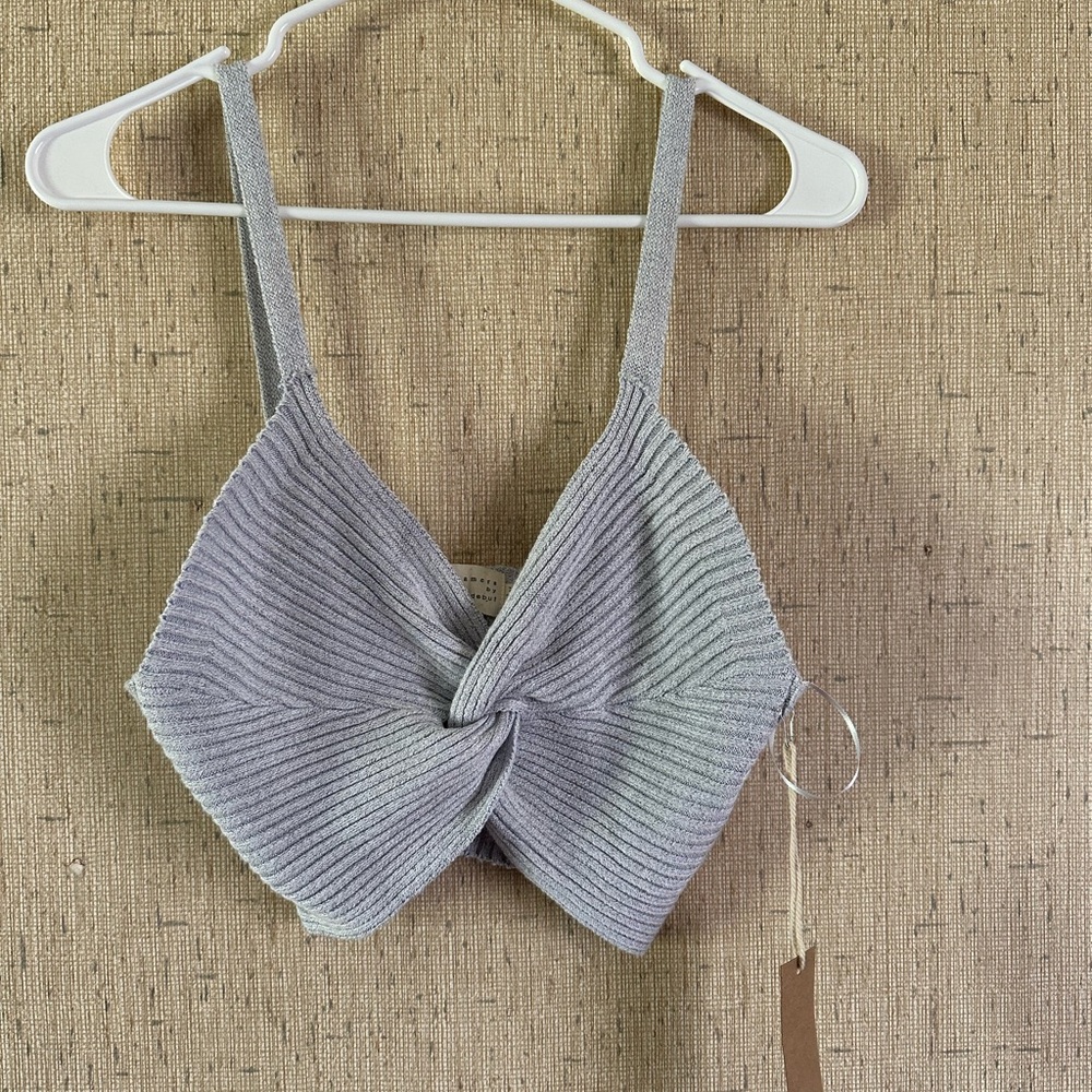 Dreamers Light Gray Ribbed Knit Top
